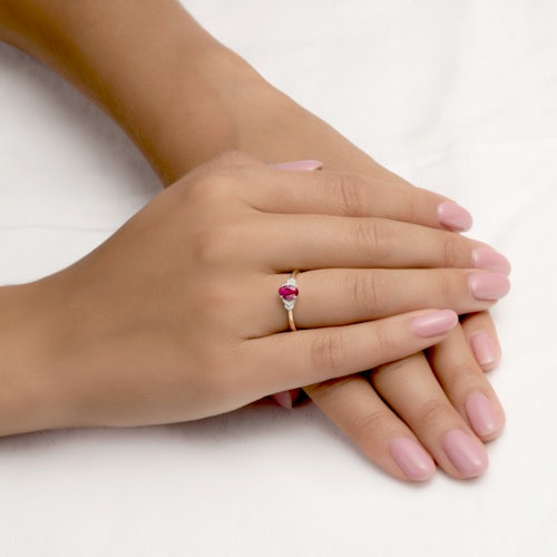 Pierścionek zaręczynowy SAVICKI: złoty, rubin, diamenty